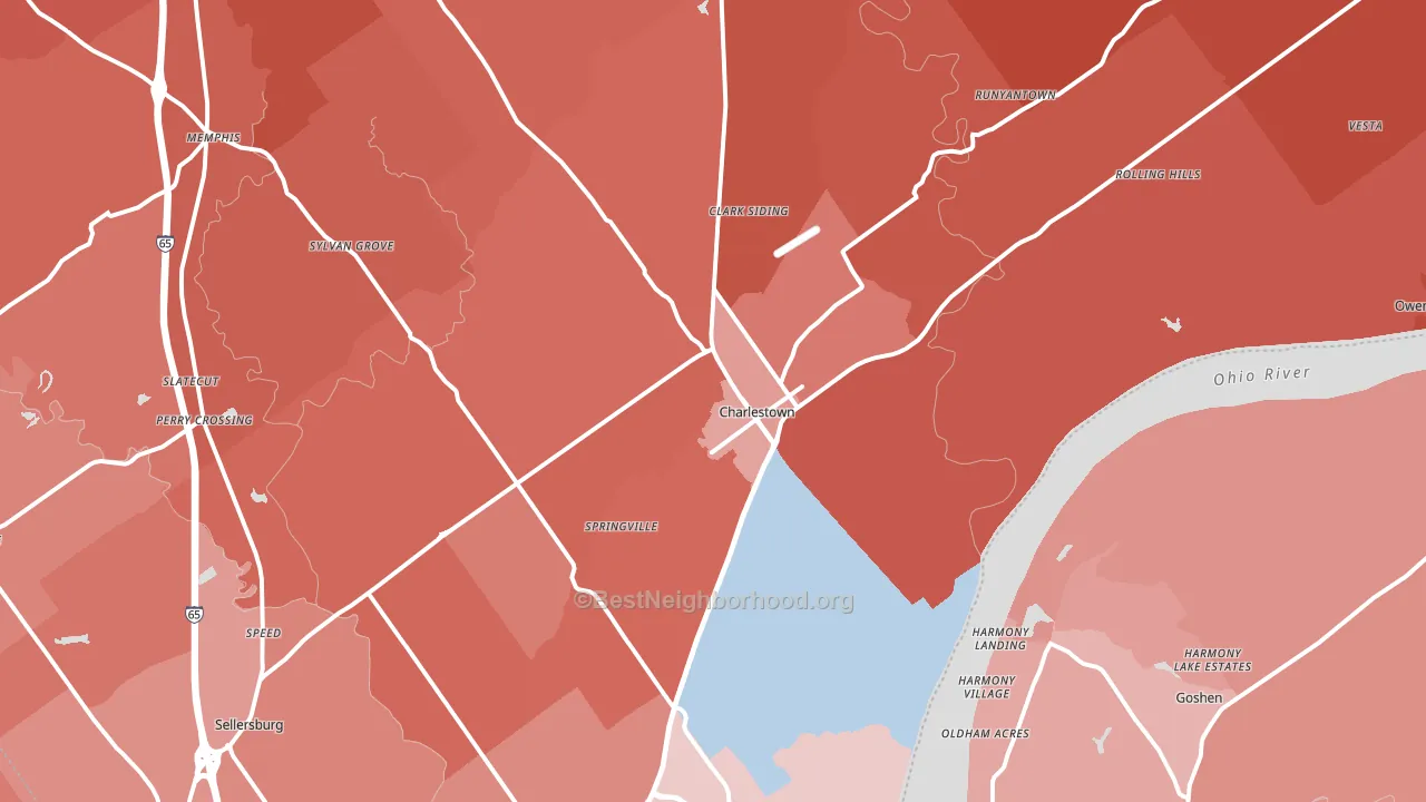 47111, IN block-group political-lean map