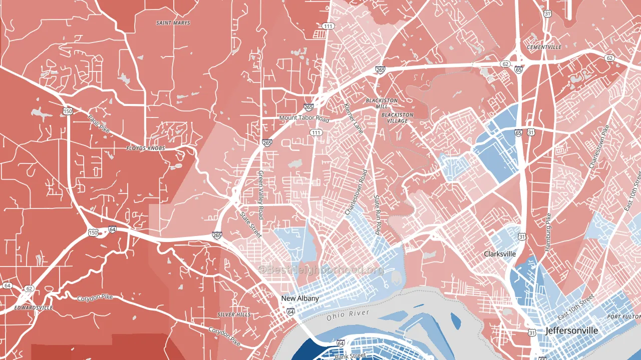 47150, IN block-group political-lean map