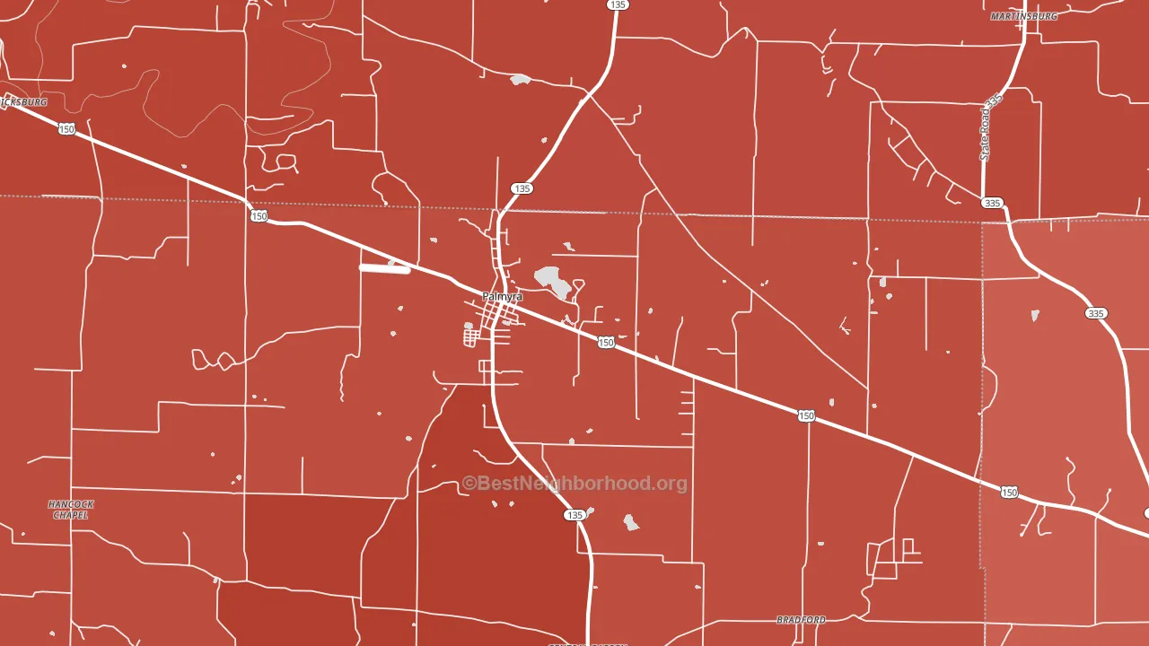 47164, IN block-group political-lean map