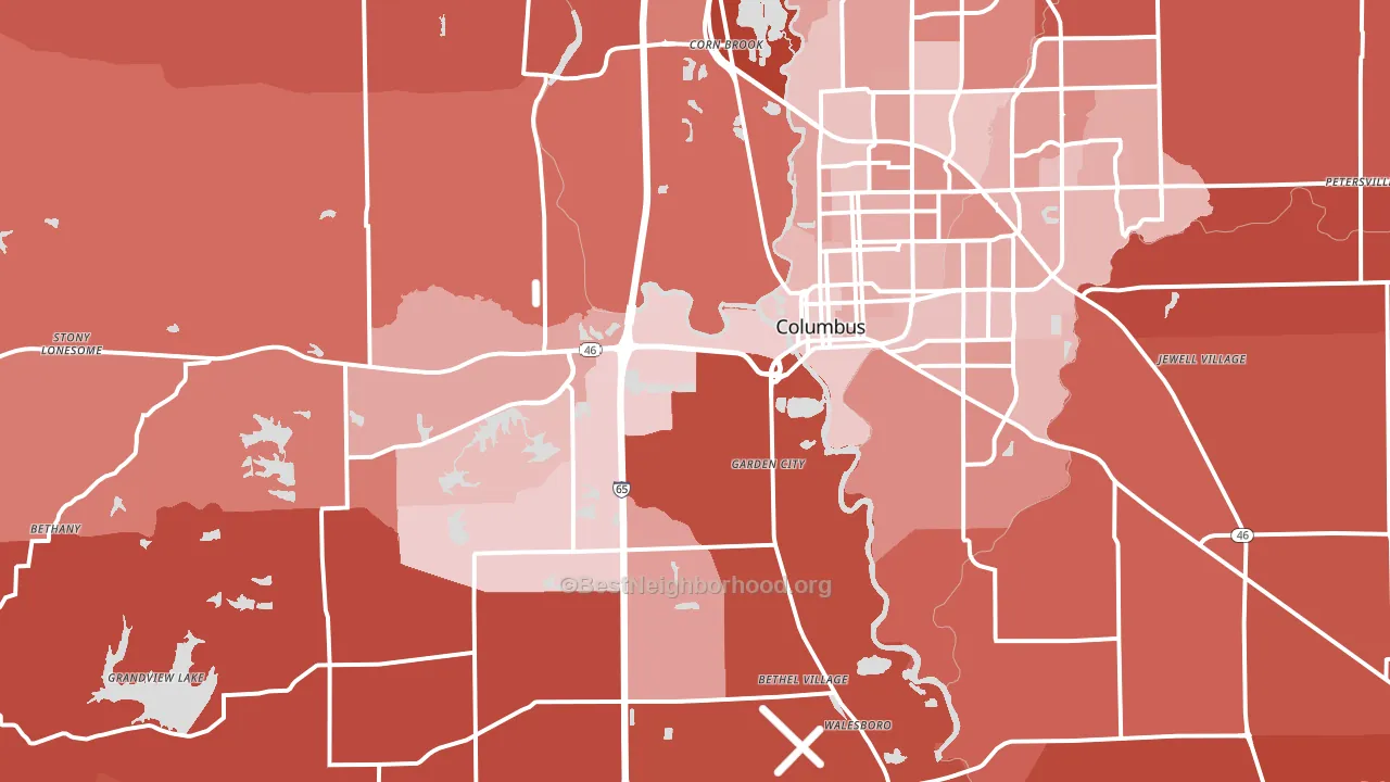 47201, IN block-group political-lean map