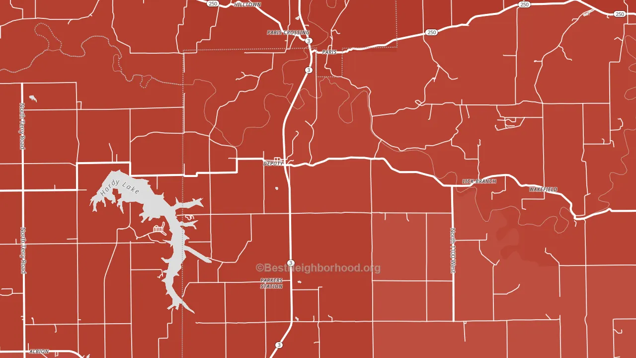 47230, IN block-group political-lean map