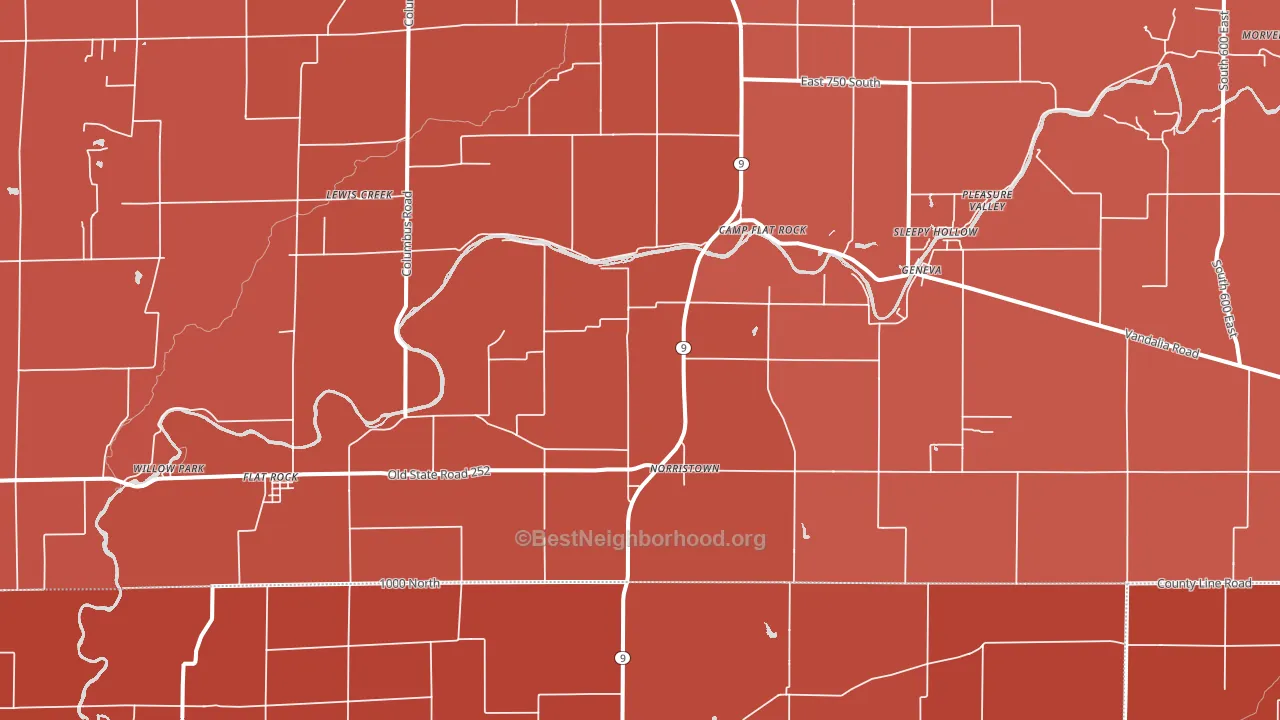 47234, IN block-group political-lean map