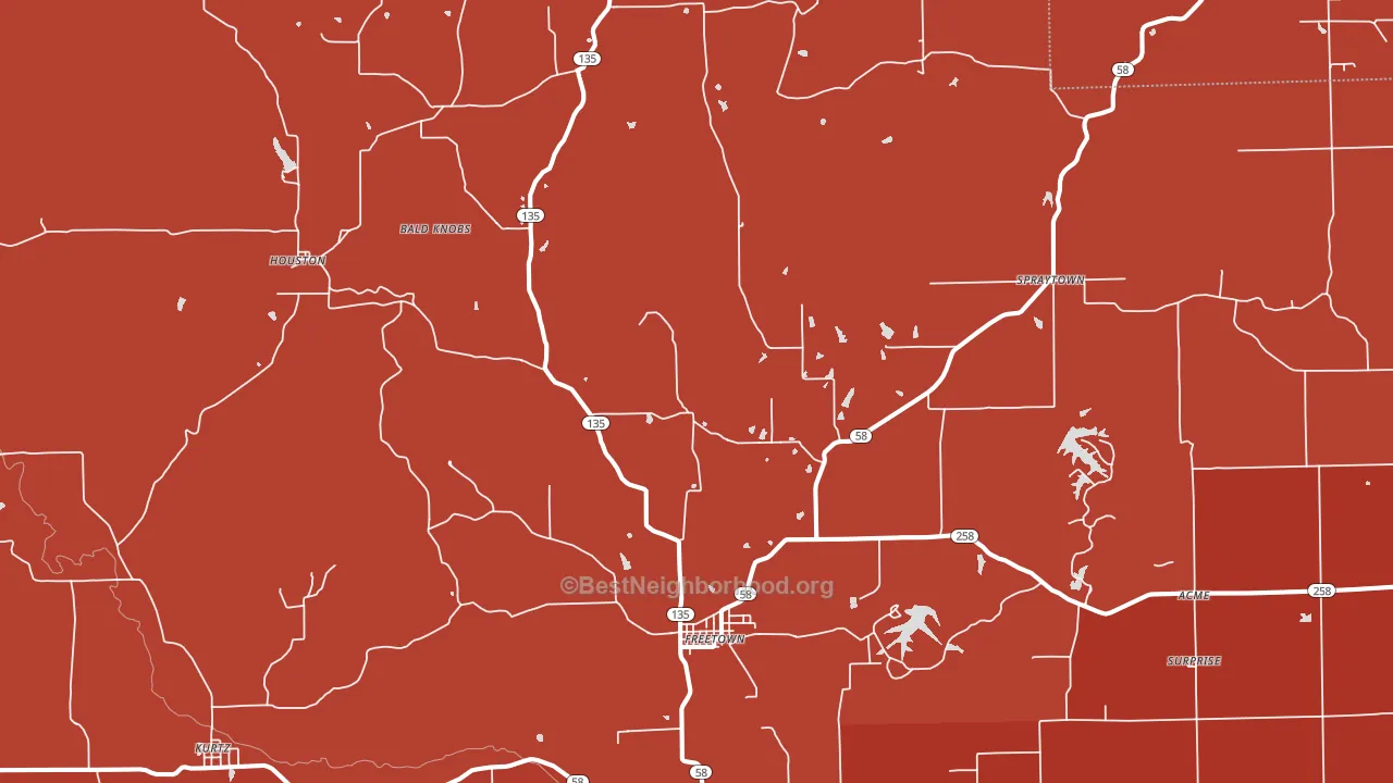 47235, IN block-group political-lean map