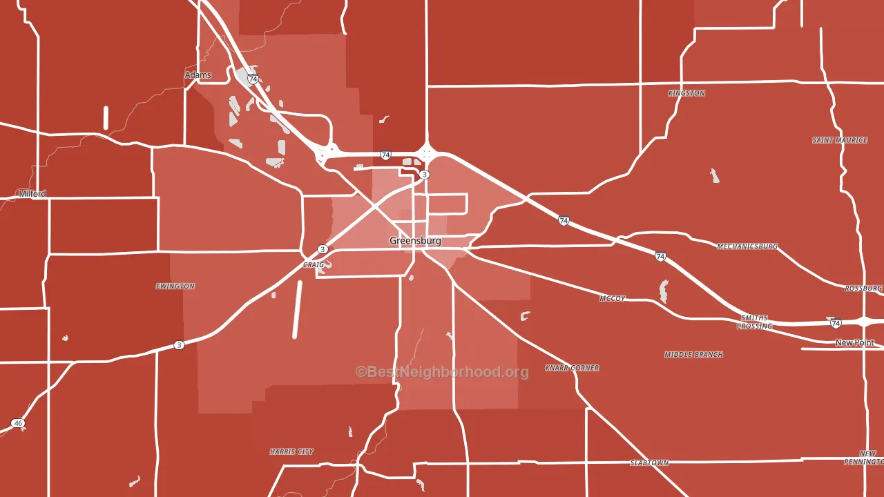 47240, IN block-group political-lean map
