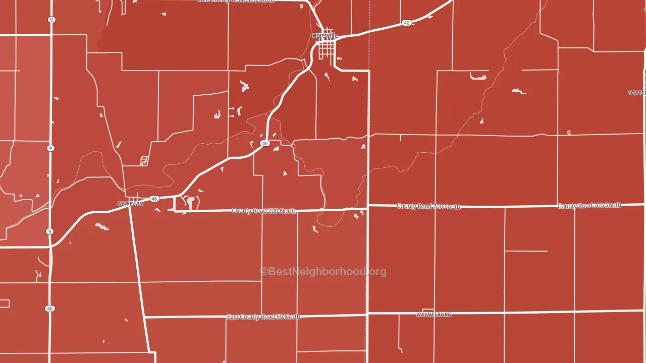 47244, IN block-group political-lean map