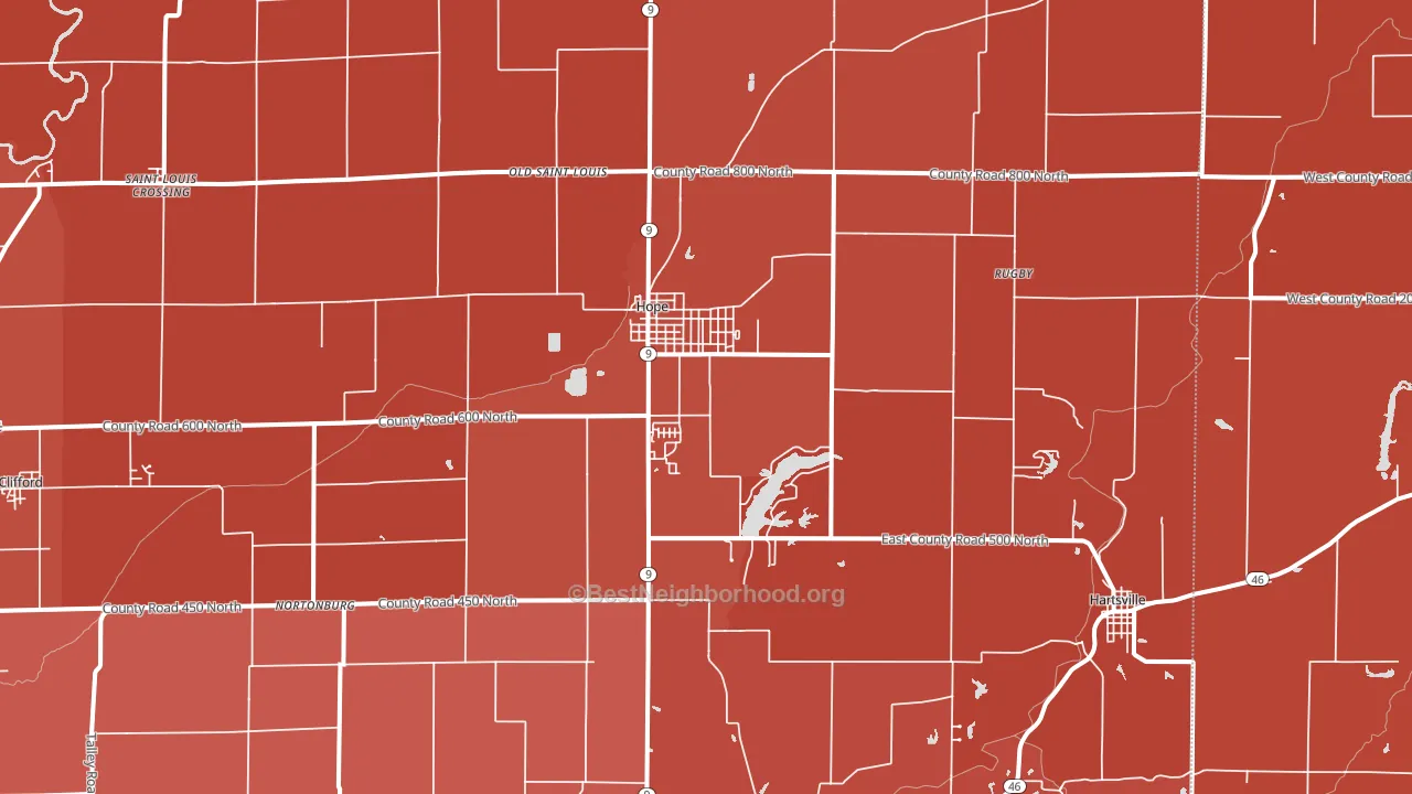 47246, IN block-group political-lean map