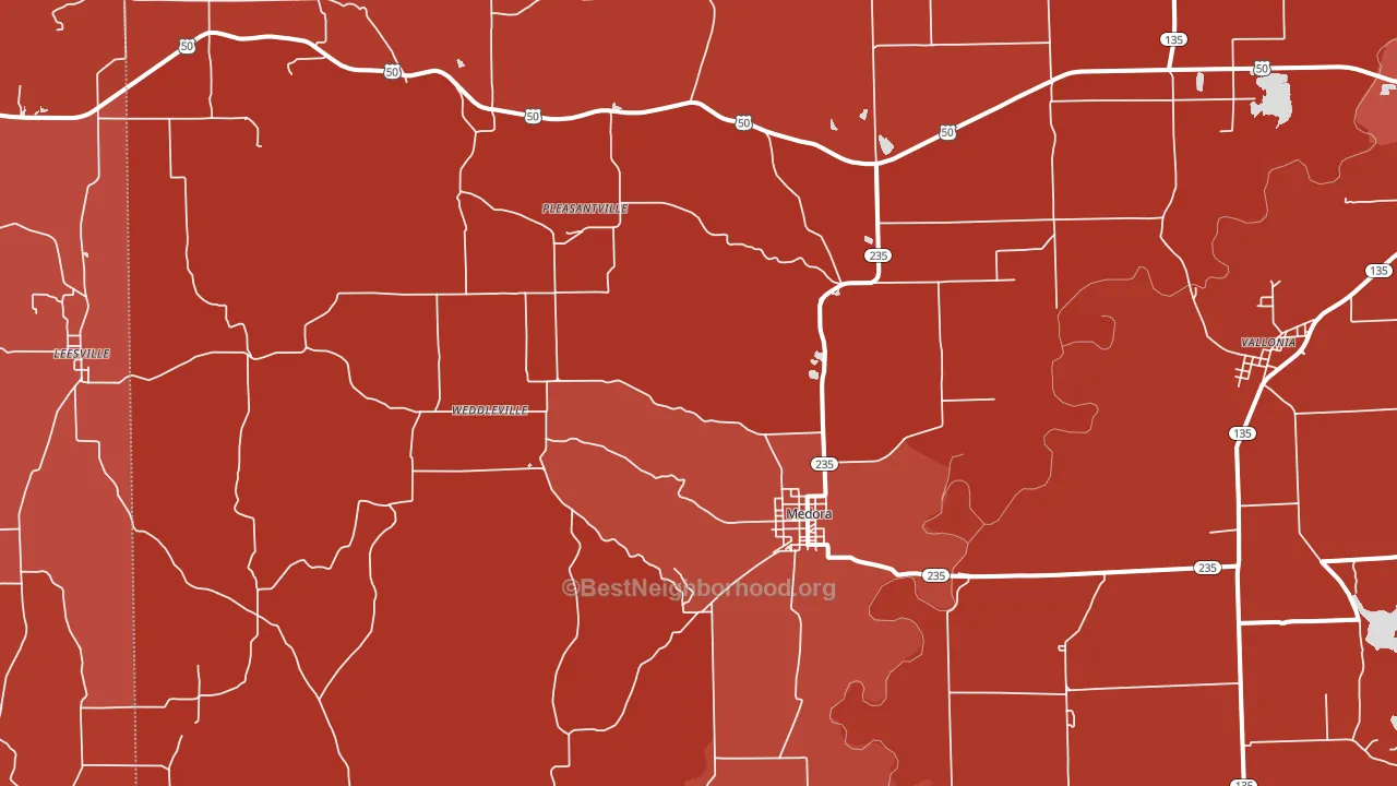 47260, IN block-group political-lean map