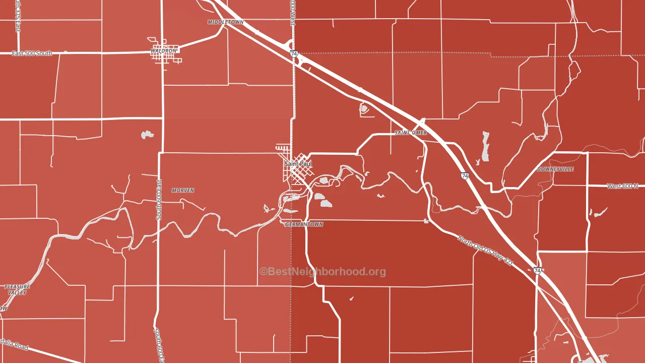 47272, IN block-group political-lean map