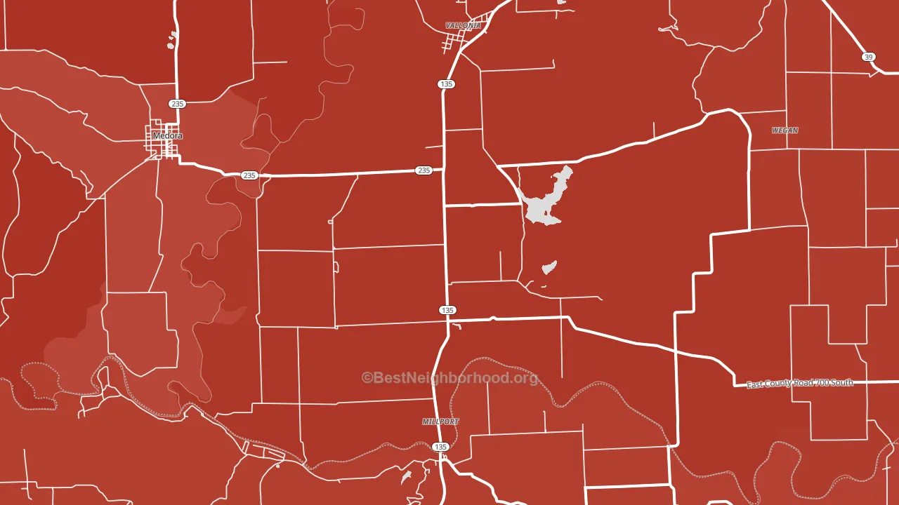 47281, IN block-group political-lean map