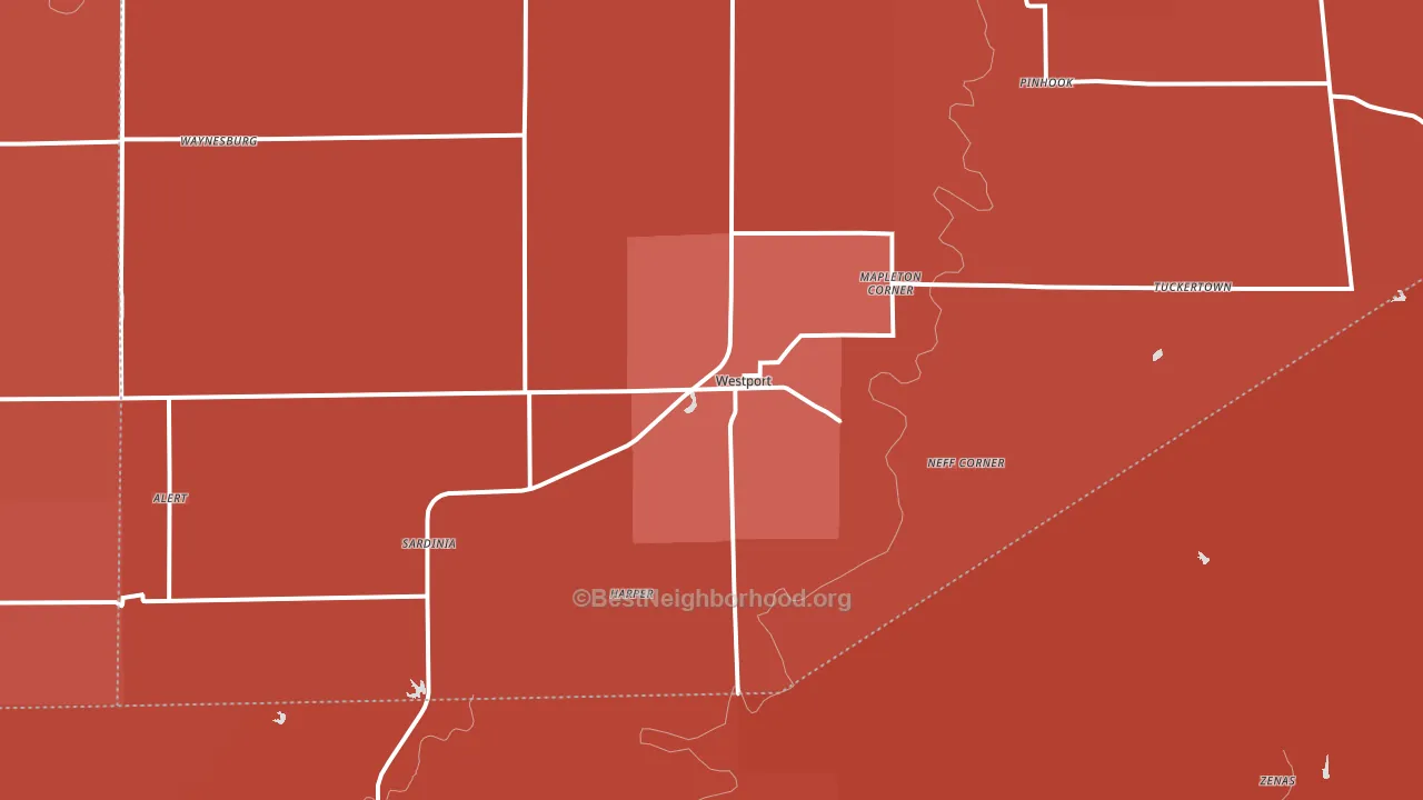 47283, IN block-group political-lean map