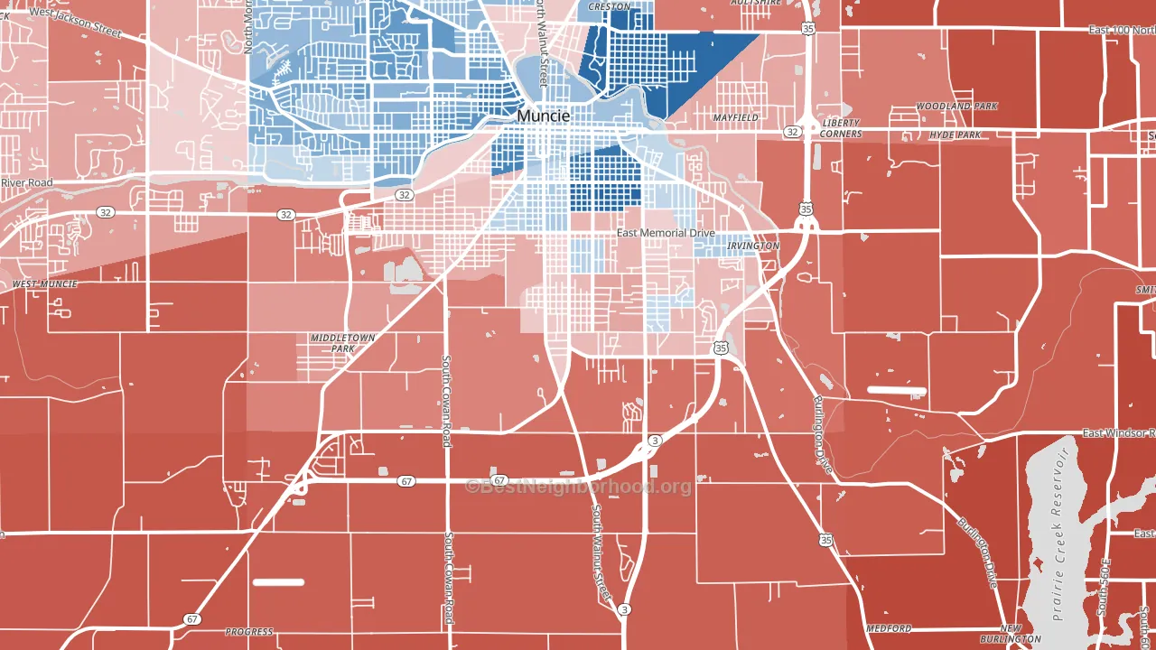 47302, IN block-group political-lean map
