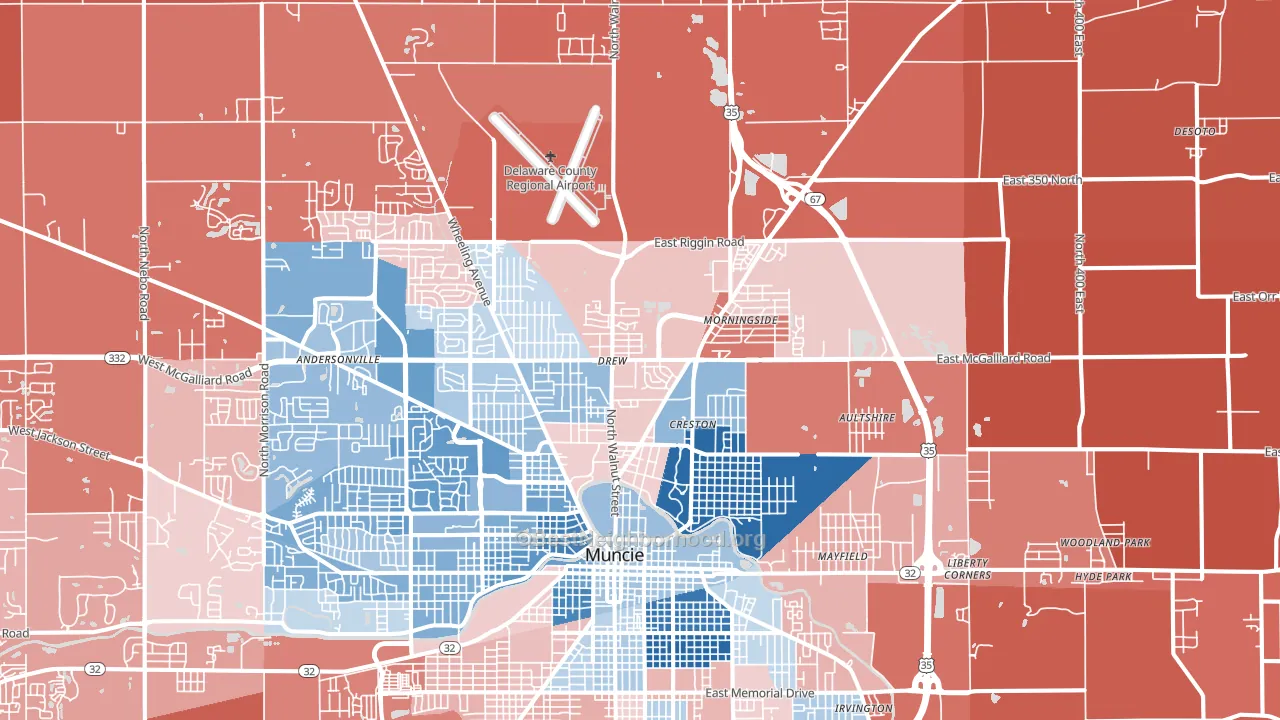 47303, IN block-group political-lean map