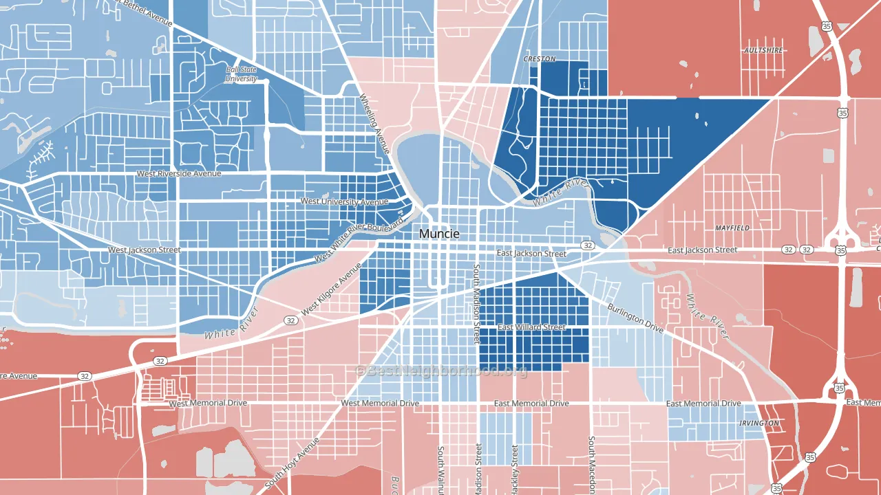47305, IN block-group political-lean map