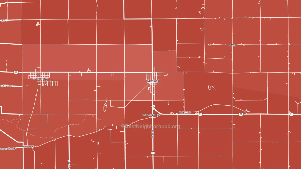 47340, IN block-group political-lean map
