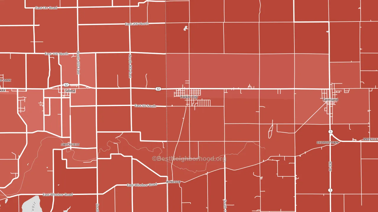 47368, IN block-group political-lean map