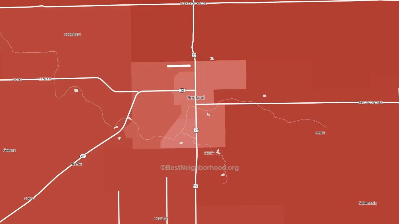 47371, IN block-group political-lean map