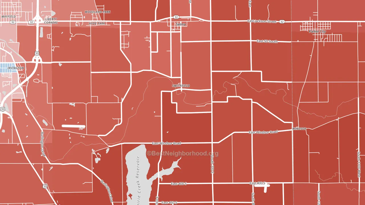 47383, IN block-group political-lean map