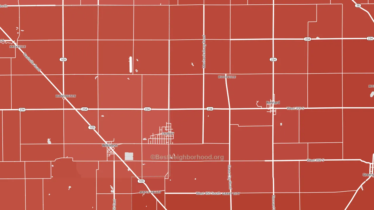 47384, IN block-group political-lean map