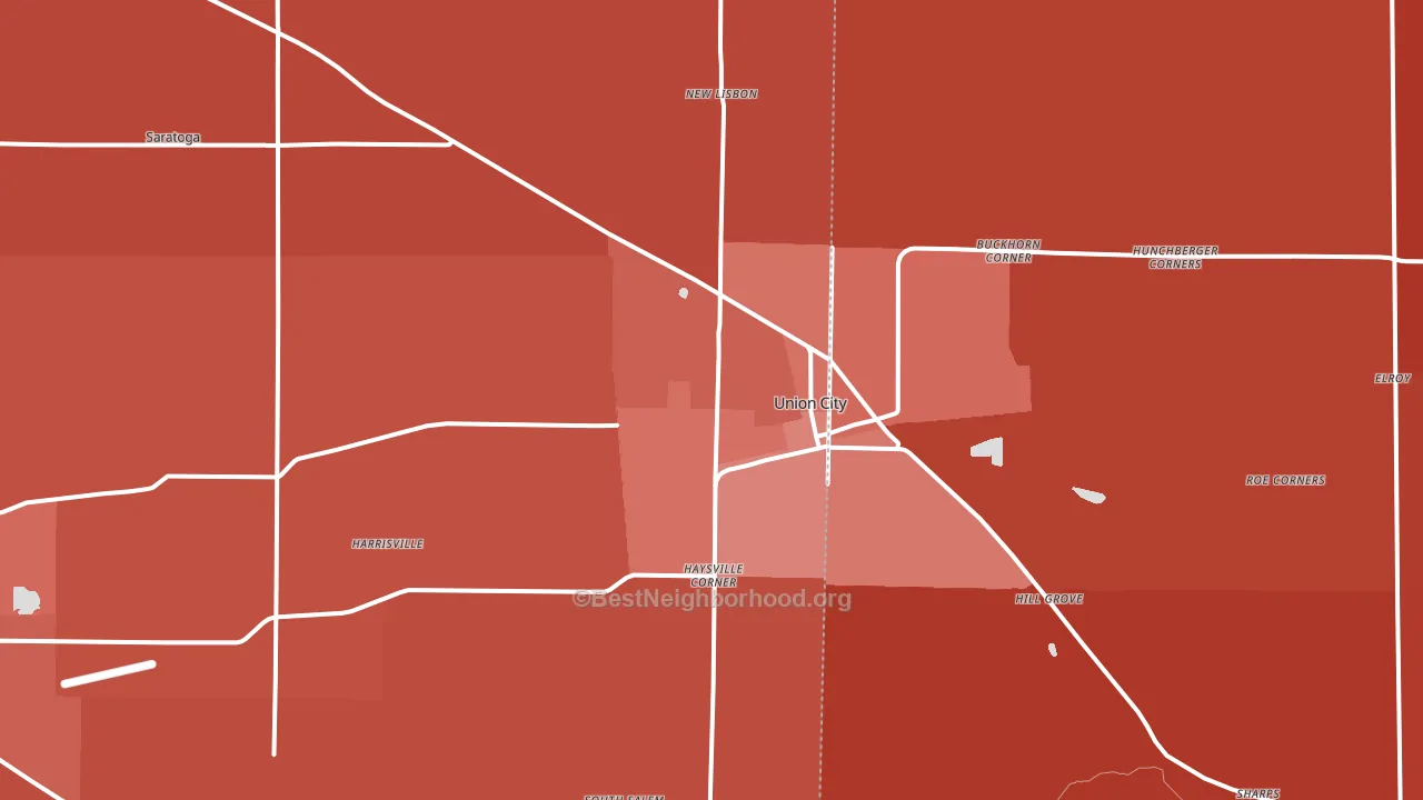 47390, IN block-group political-lean map