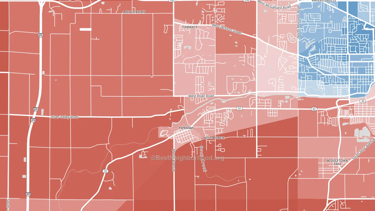 47396, IN block-group political-lean map