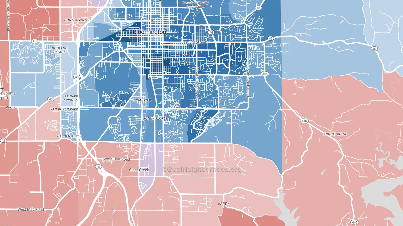 47401, IN block-group political-lean map