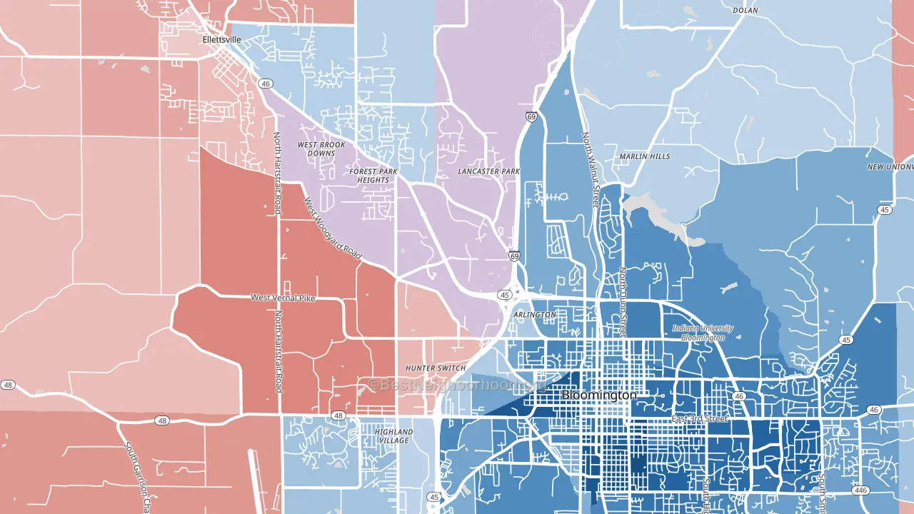 47404, IN block-group political-lean map