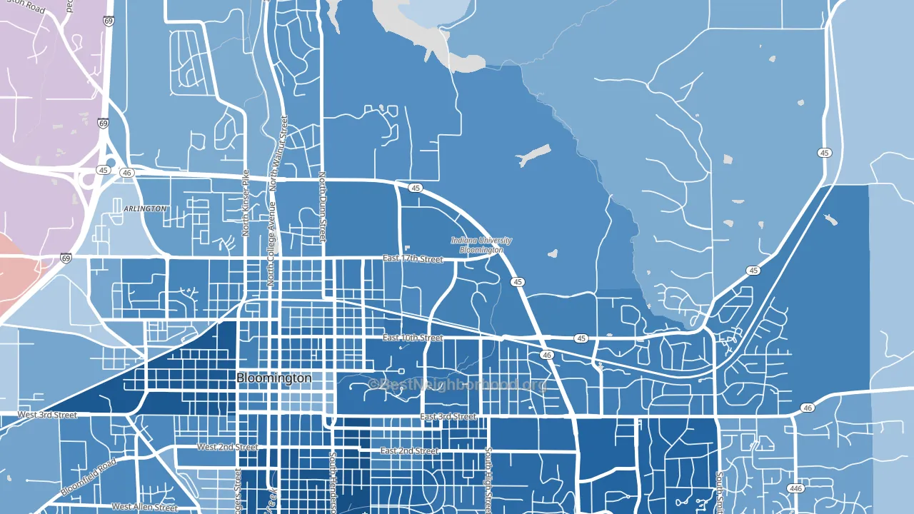 47406, IN block-group political-lean map