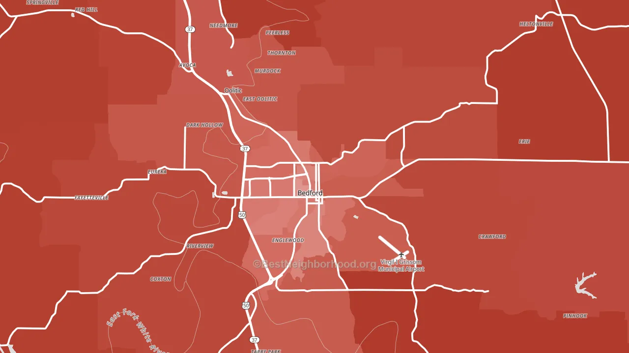 47421, IN block-group political-lean map