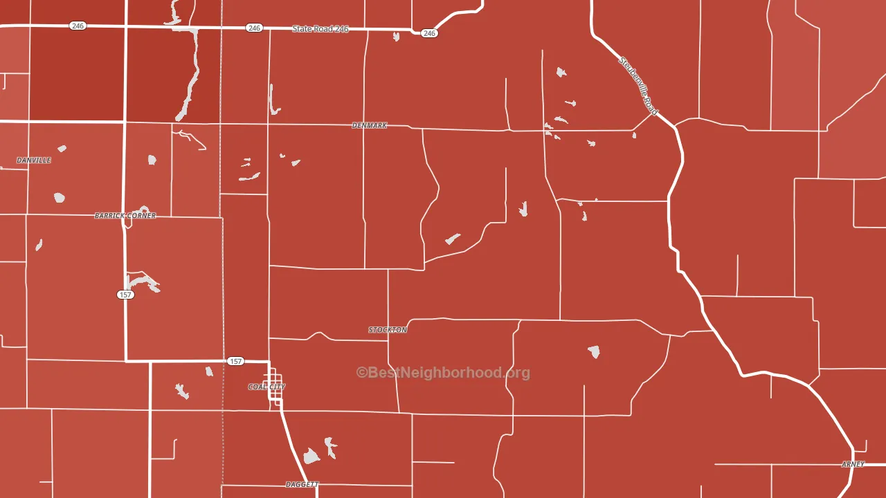 47427, IN block-group political-lean map
