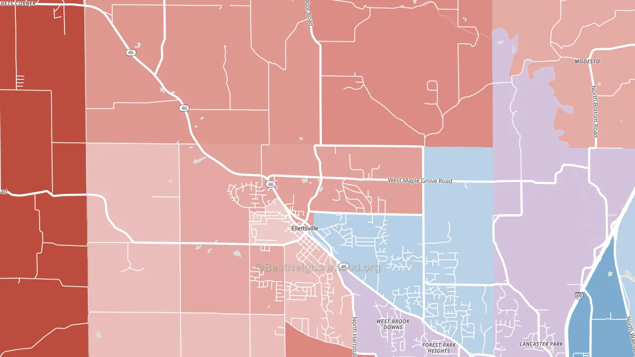 47429, IN block-group political-lean map