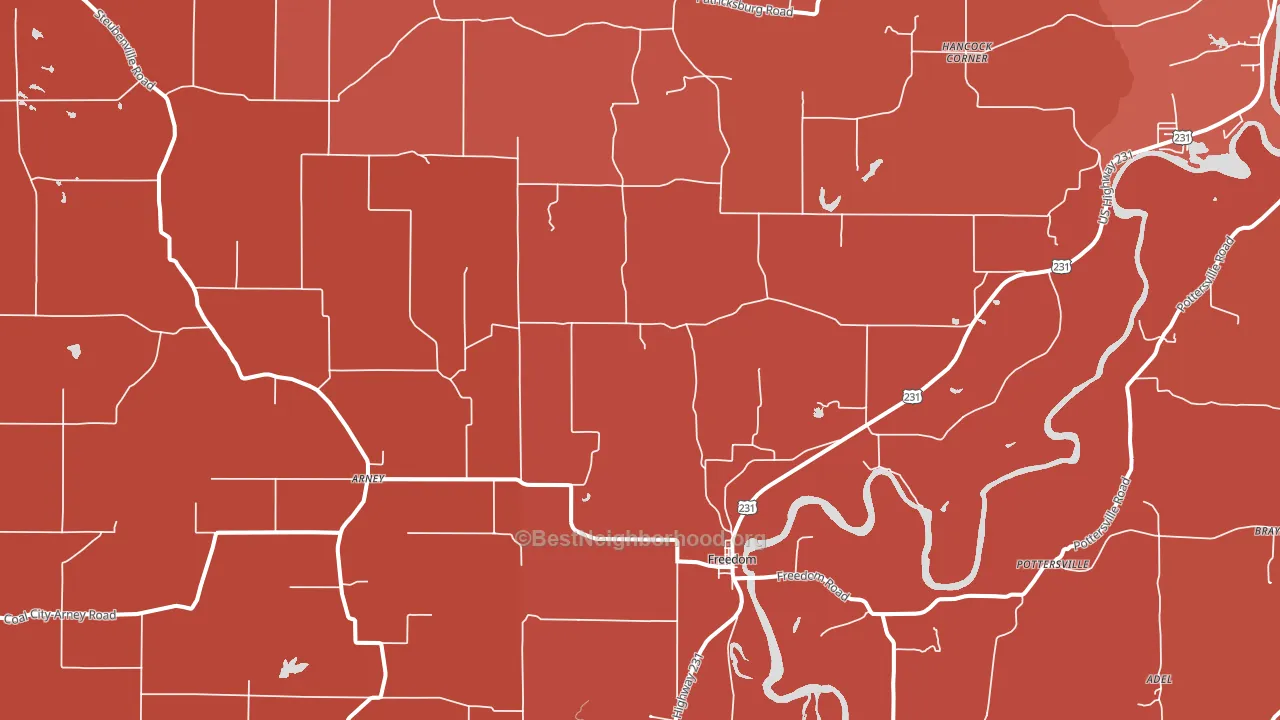47431, IN block-group political-lean map
