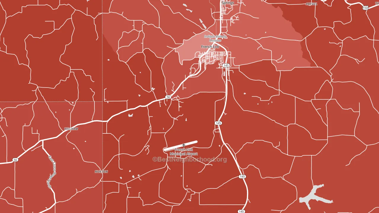 47432, IN block-group political-lean map