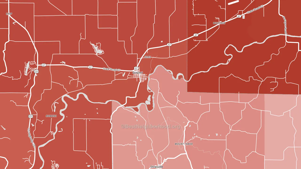 47433, IN block-group political-lean map