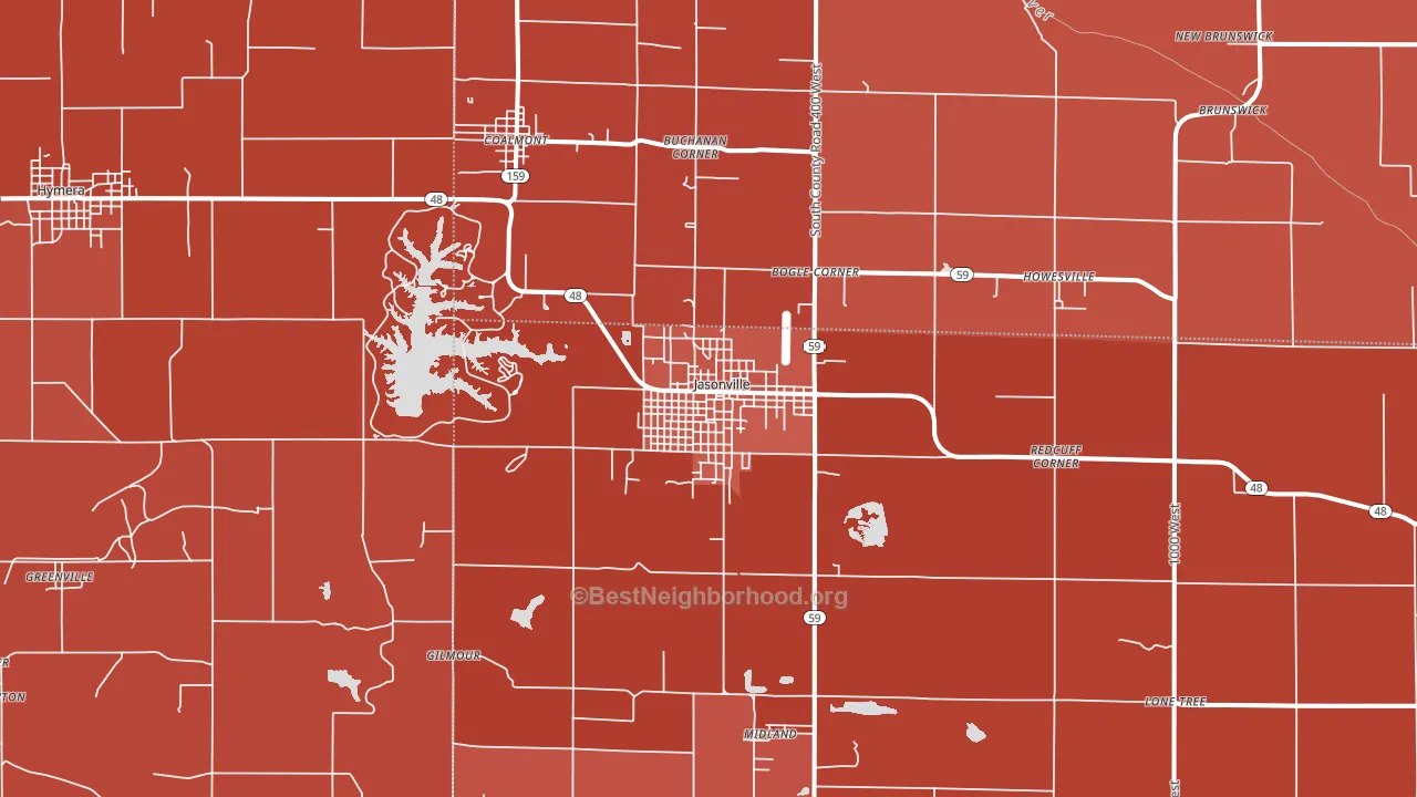 47438, IN block-group political-lean map