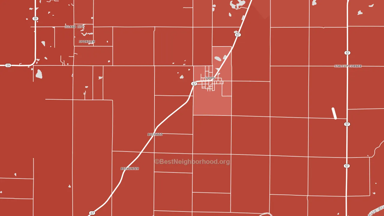 47443, IN block-group political-lean map