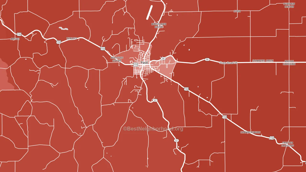 47454, IN block-group political-lean map