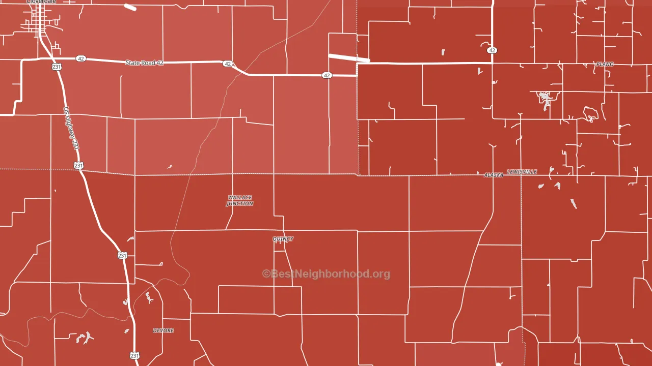 47456, IN block-group political-lean map