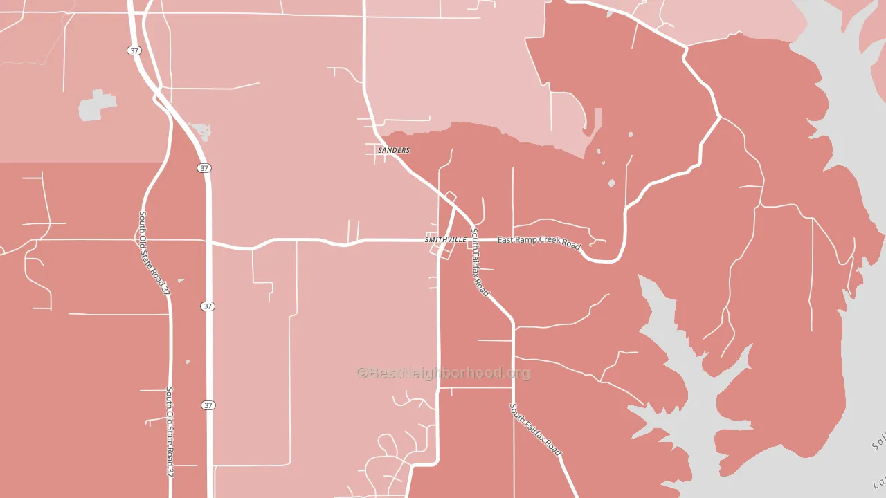 47458, IN block-group political-lean map