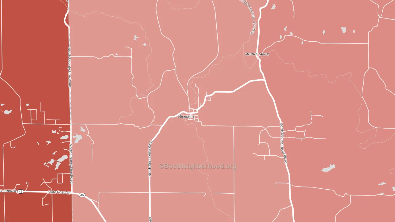 47464, IN block-group political-lean map