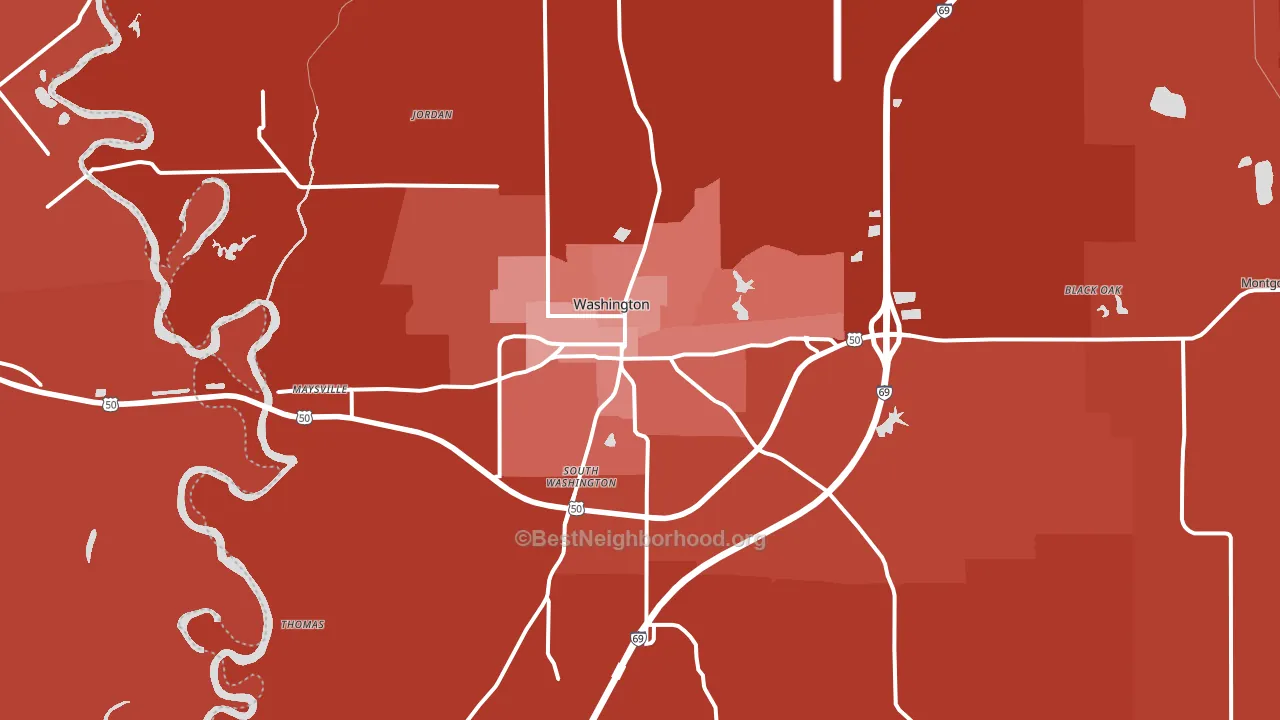 47501, IN block-group political-lean map