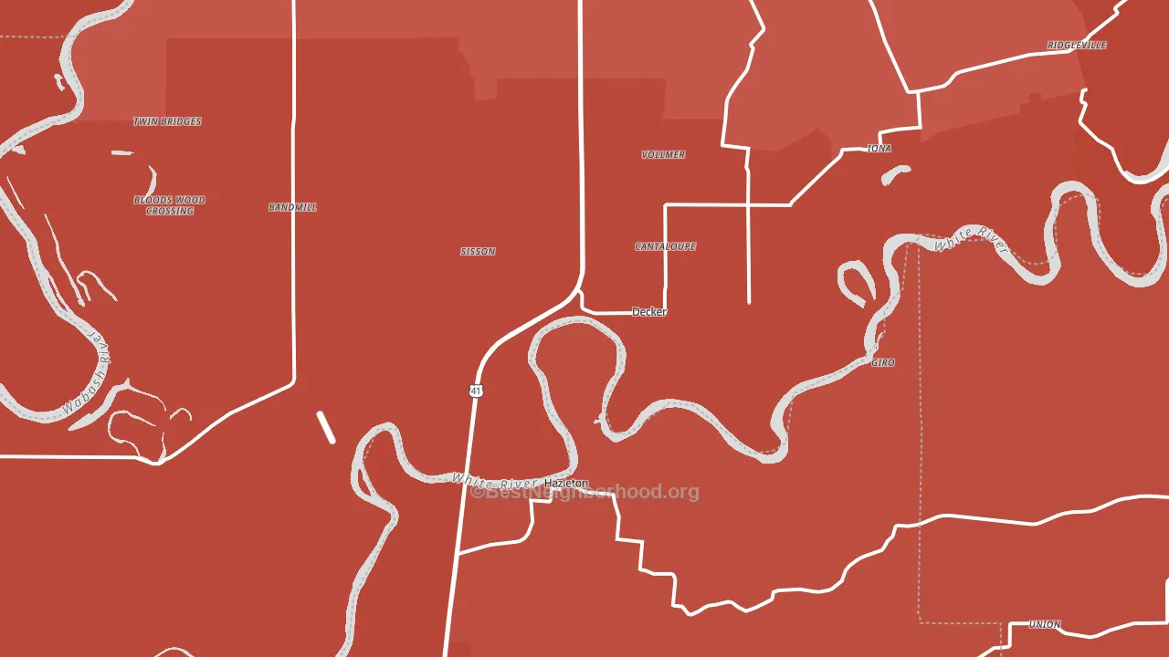 47524, IN block-group political-lean map