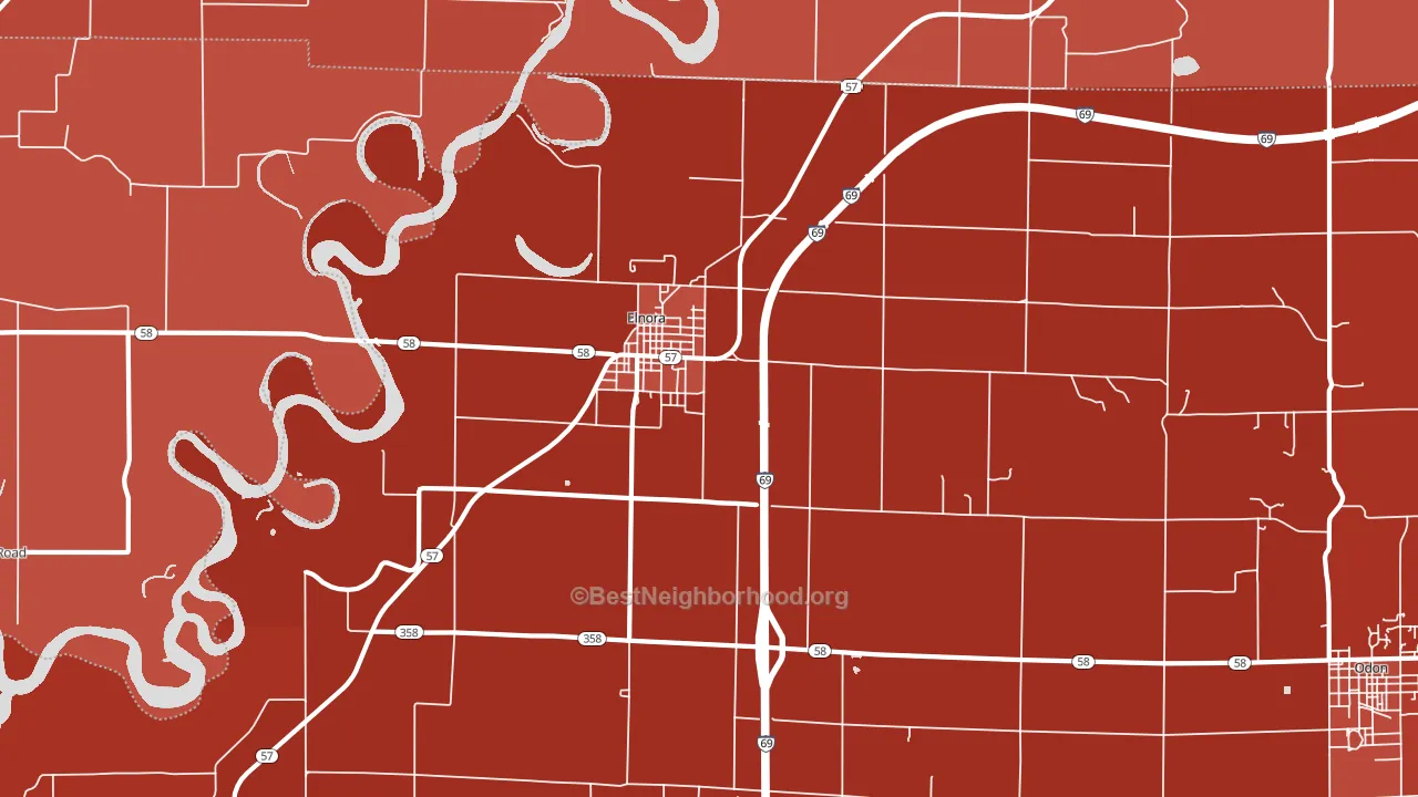 47529, IN block-group political-lean map