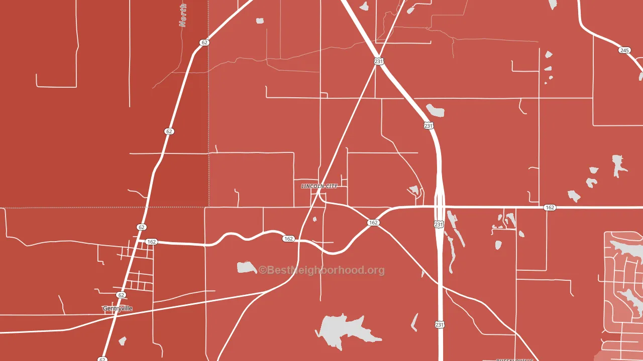 47552, IN block-group political-lean map