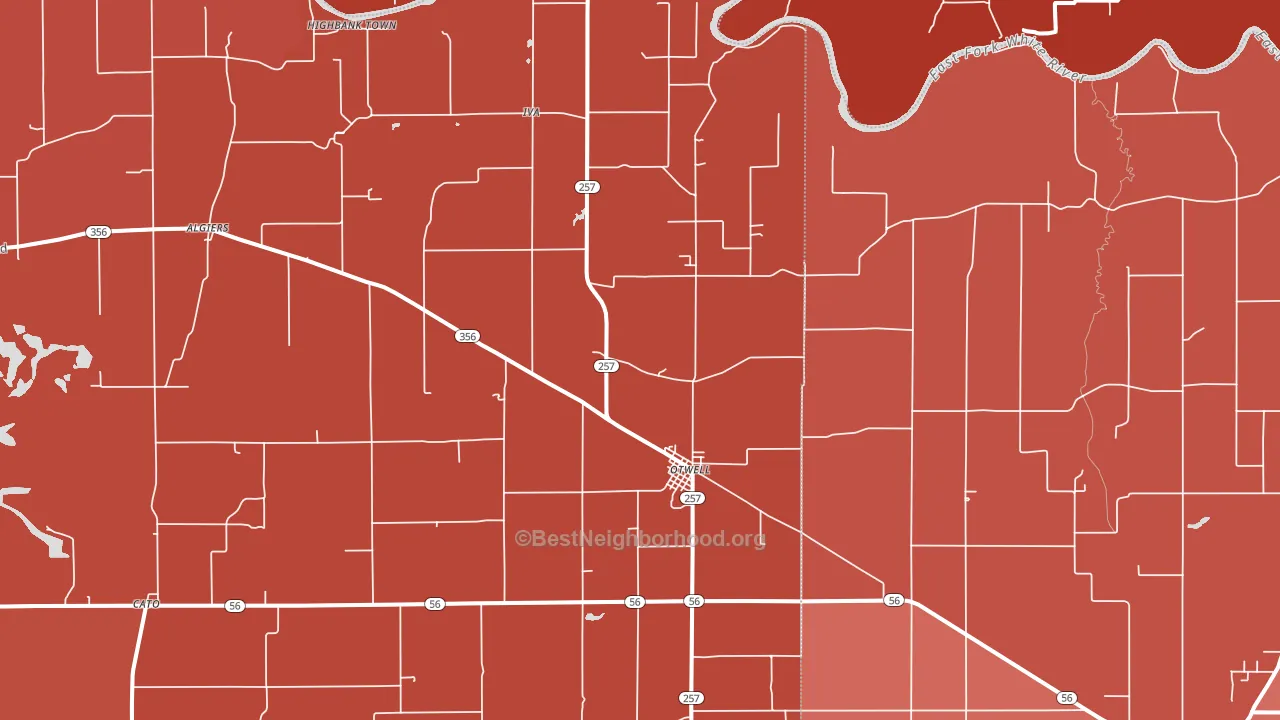 47564, IN block-group political-lean map