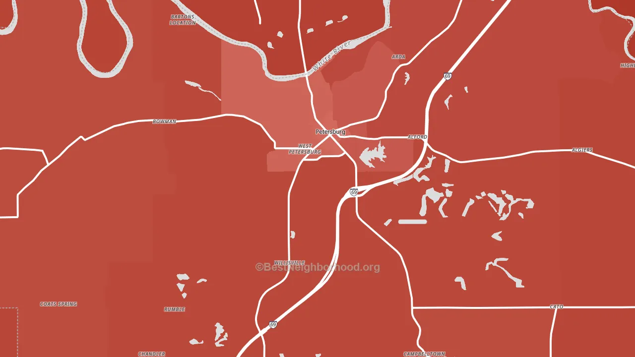47567, IN block-group political-lean map