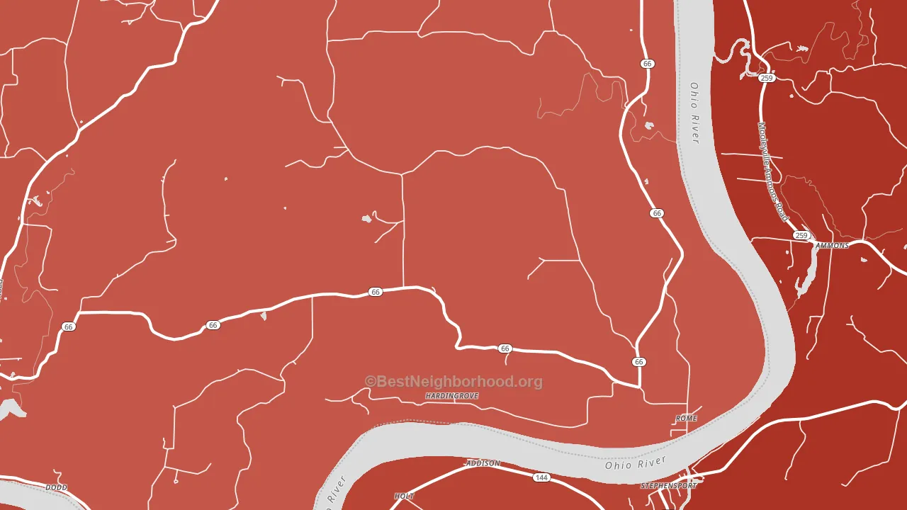 47574, IN block-group political-lean map