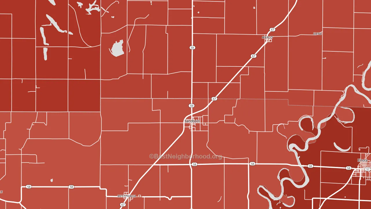 47578, IN block-group political-lean map
