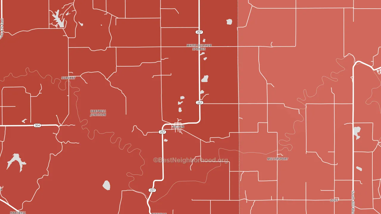 47590, IN block-group political-lean map
