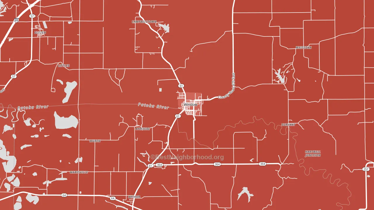 47598, IN block-group political-lean map