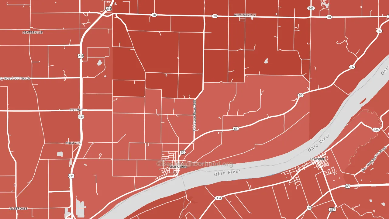 47615, IN block-group political-lean map
